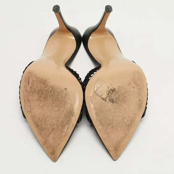 Gianvito Rossi Alisia Black Mesh And Leather Slide Sandals Size 39 - Picture 6 of 7